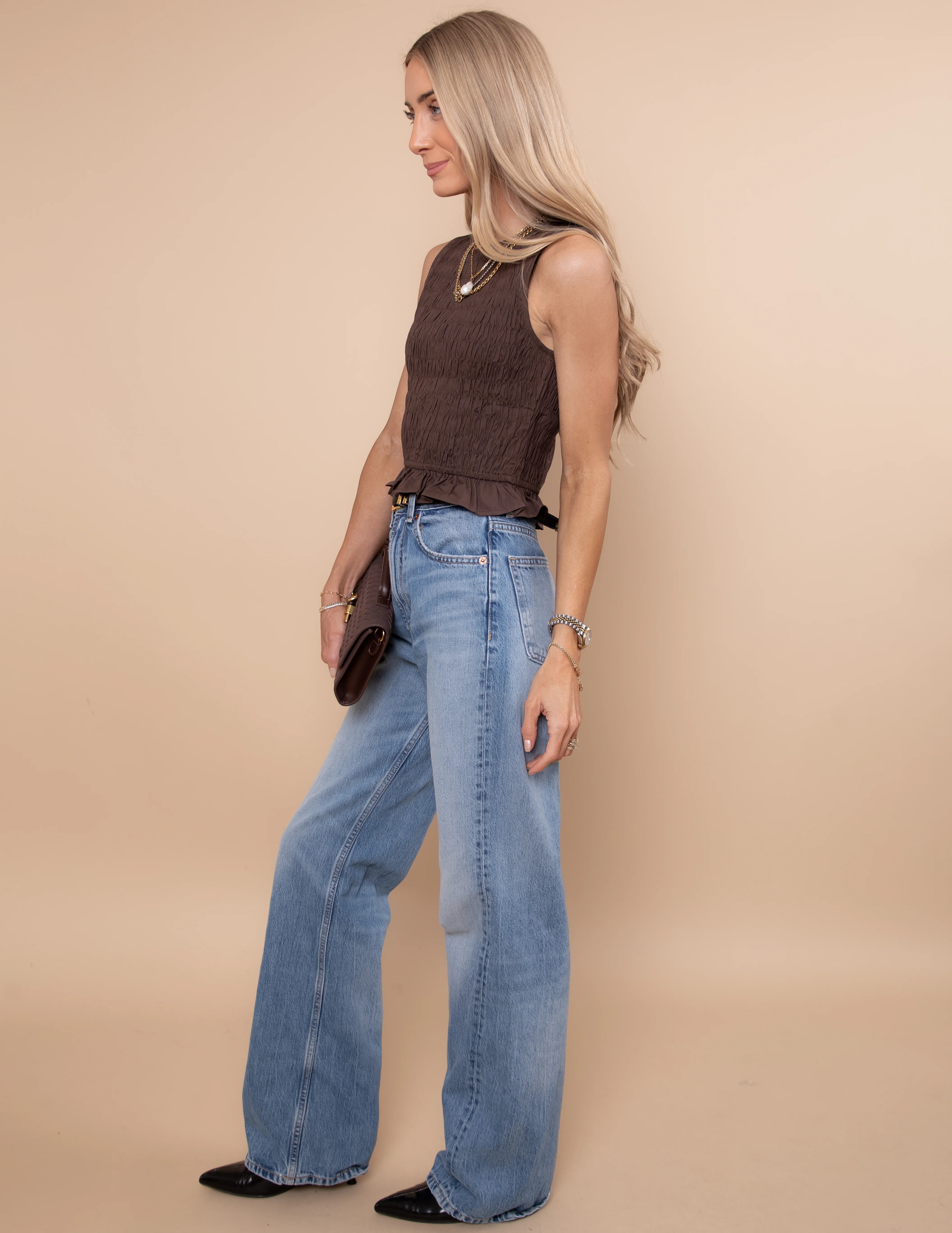 Cocoa Ruffle Edge Top - Image 3