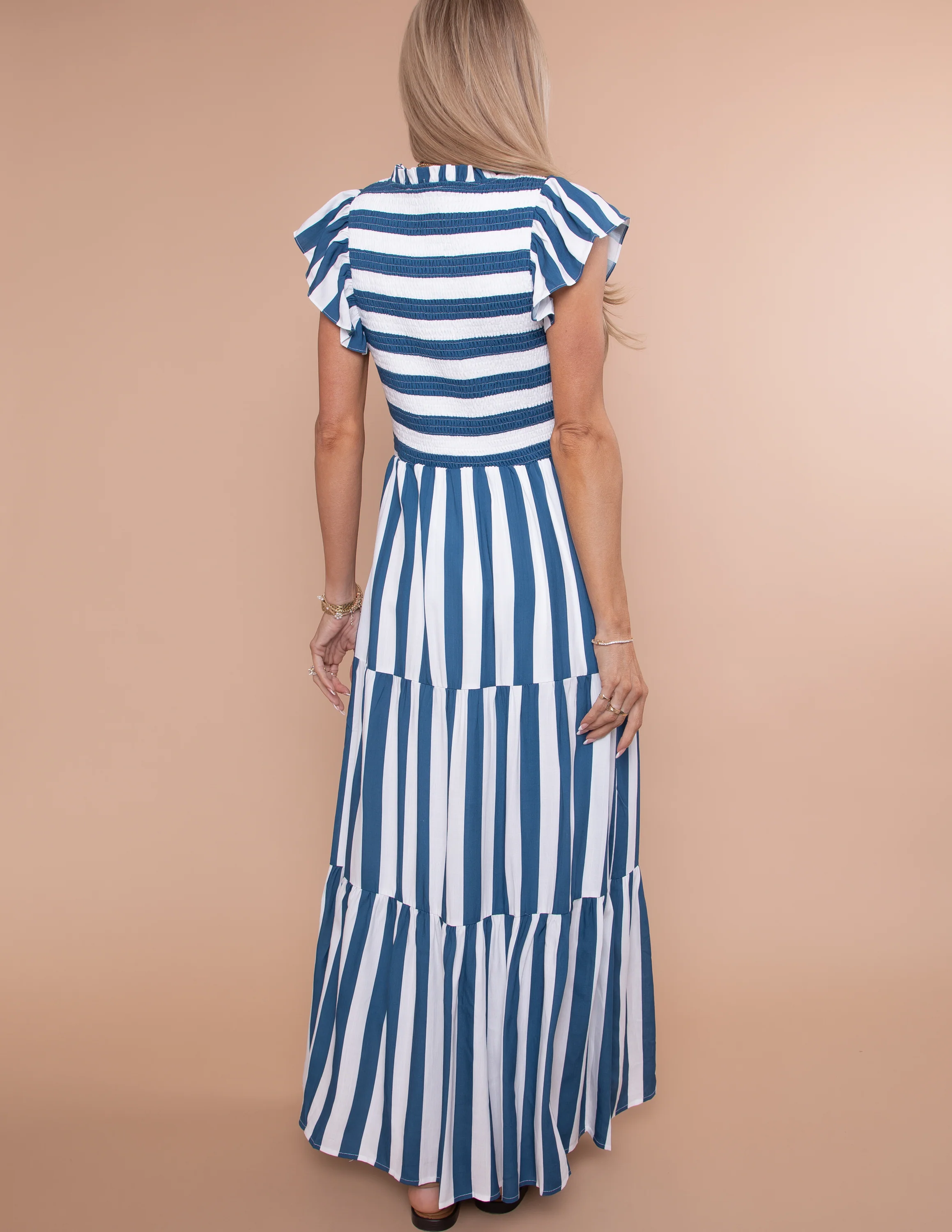 Emerly Striped Tiered Midi Dress - Image 3