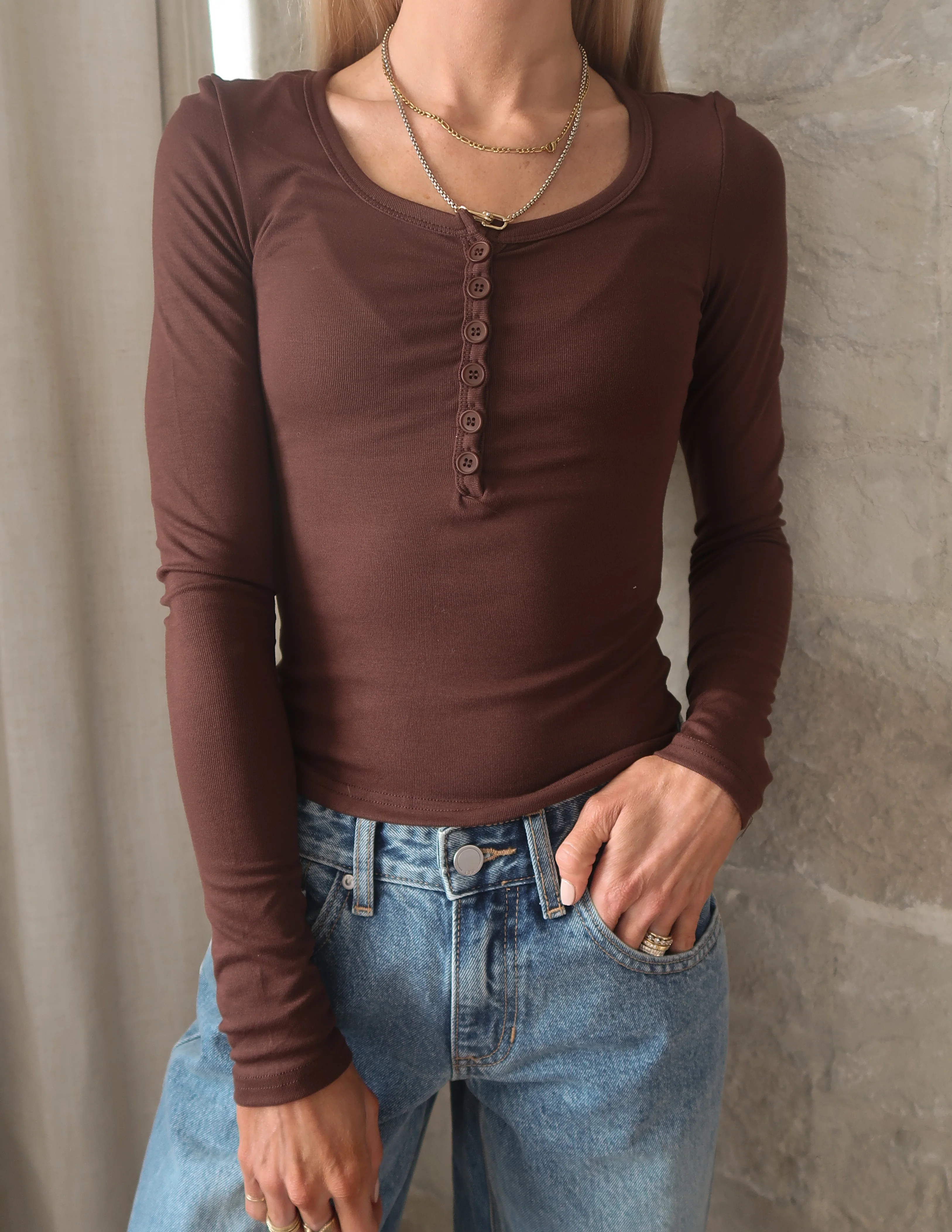 Harper Long Sleeve Henley - Image 5
