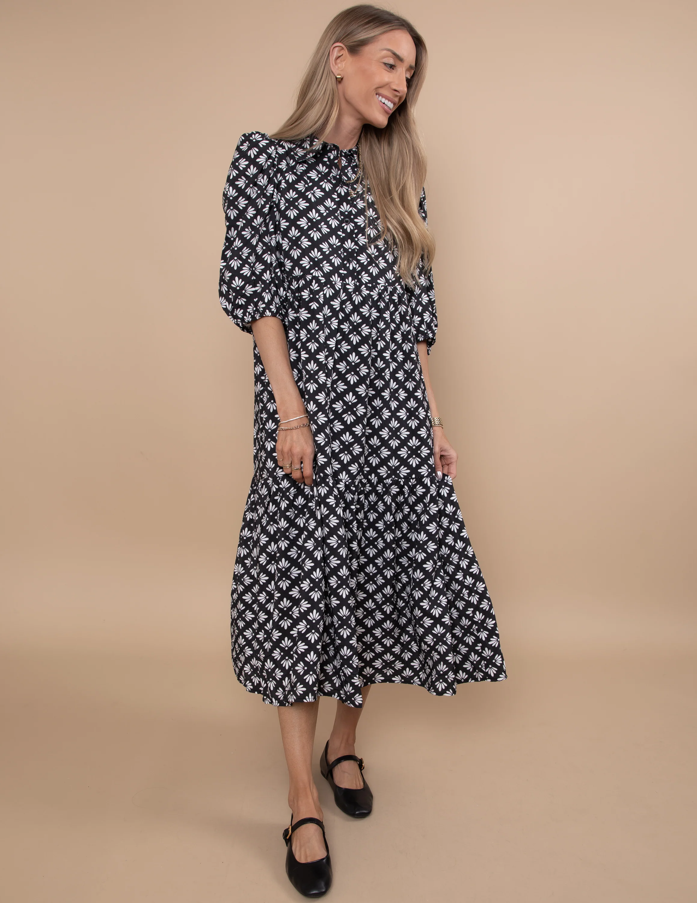 Luis Geometric Floral Dress