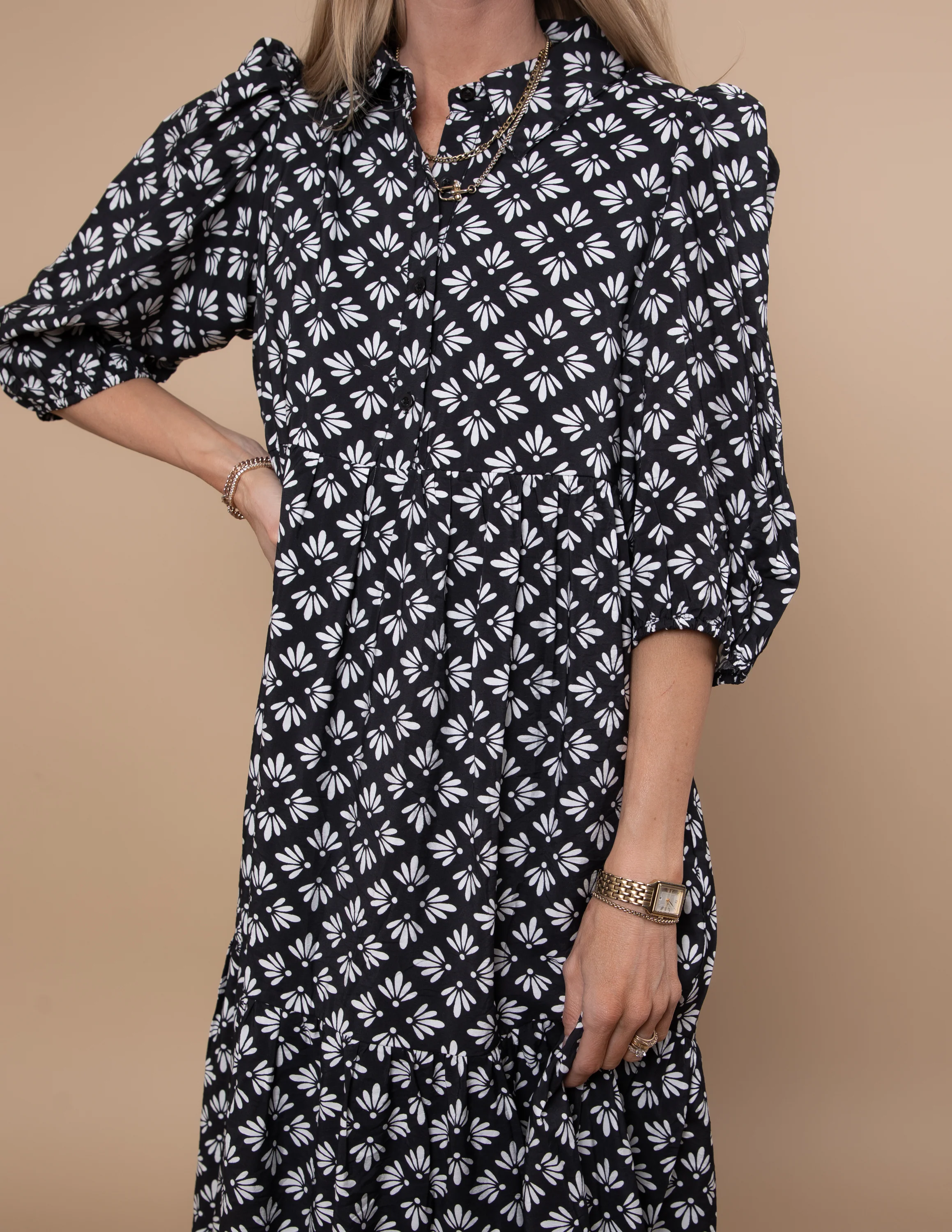 Luis Geometric Floral Dress - Image 3
