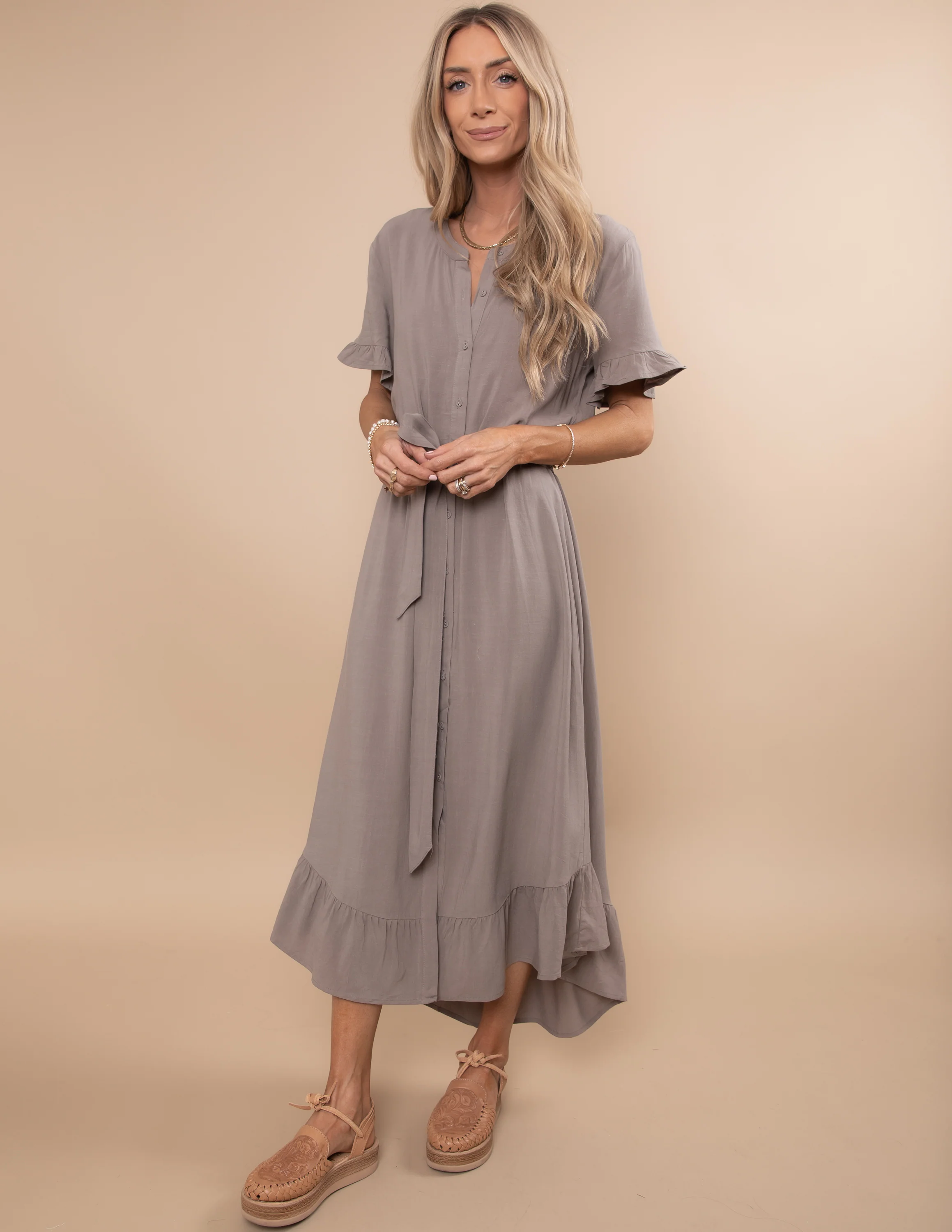Madi Ruffled Shirt Dress - Image 4