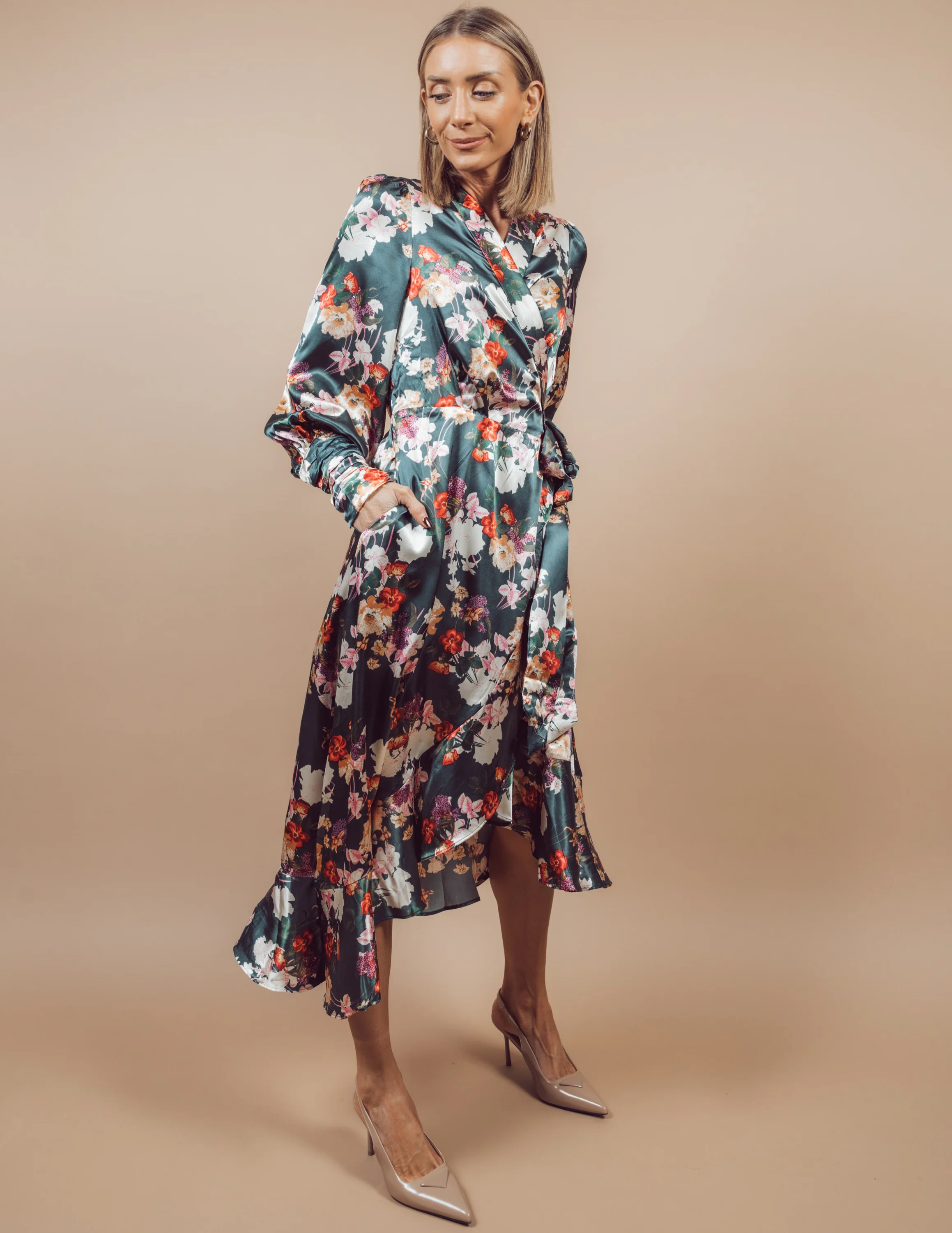 Mirabel Satin Wrap Dress - Image 2