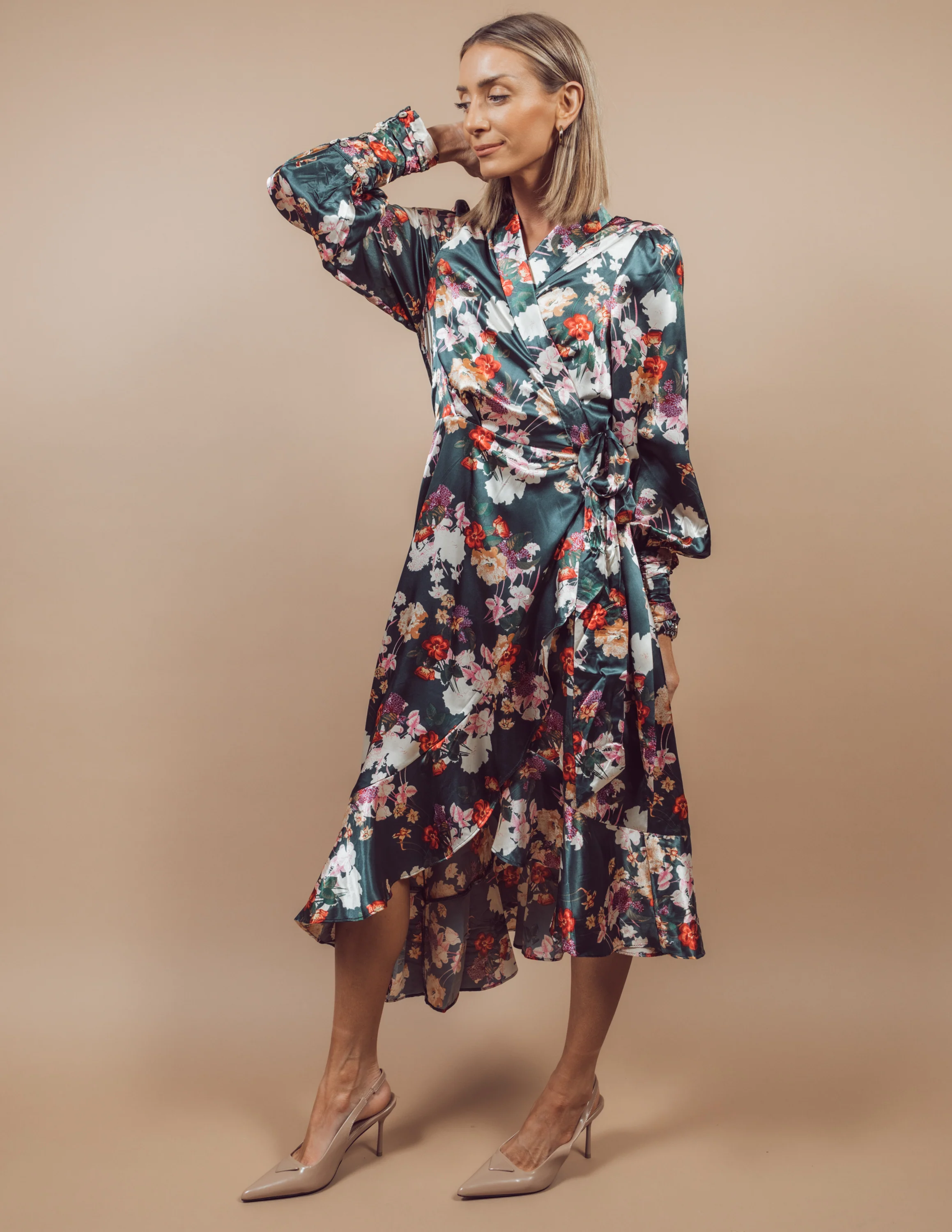 Mirabel Satin Wrap Dress - Image 3