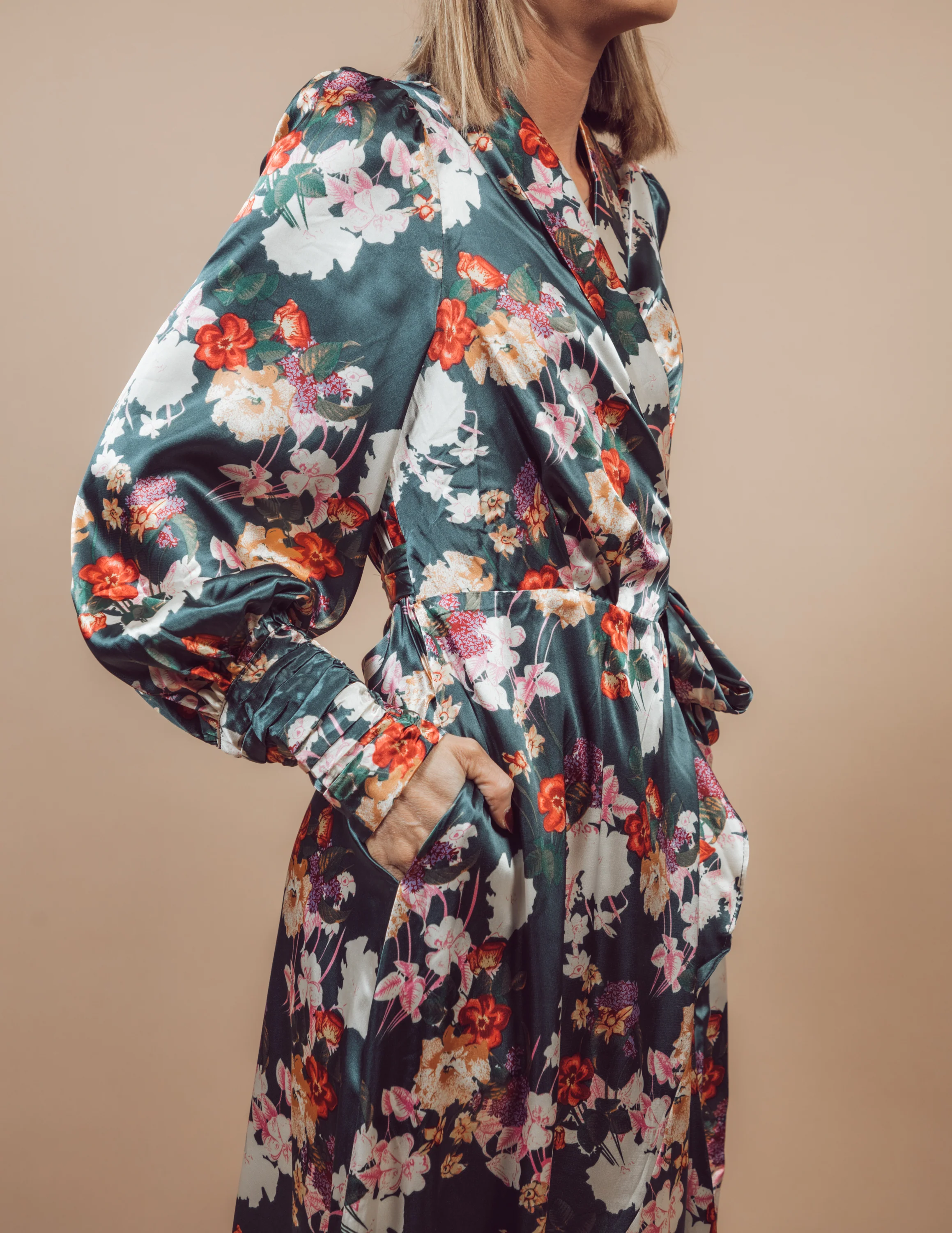 Mirabel Satin Wrap Dress - Image 5