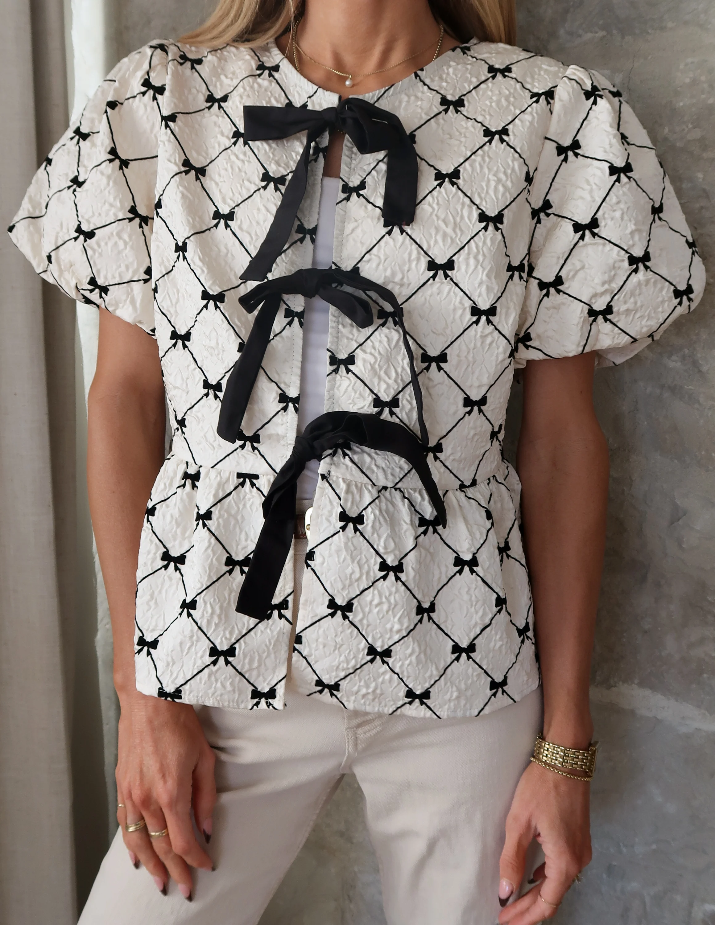 Paloma Bow Peplum Top - Image 3