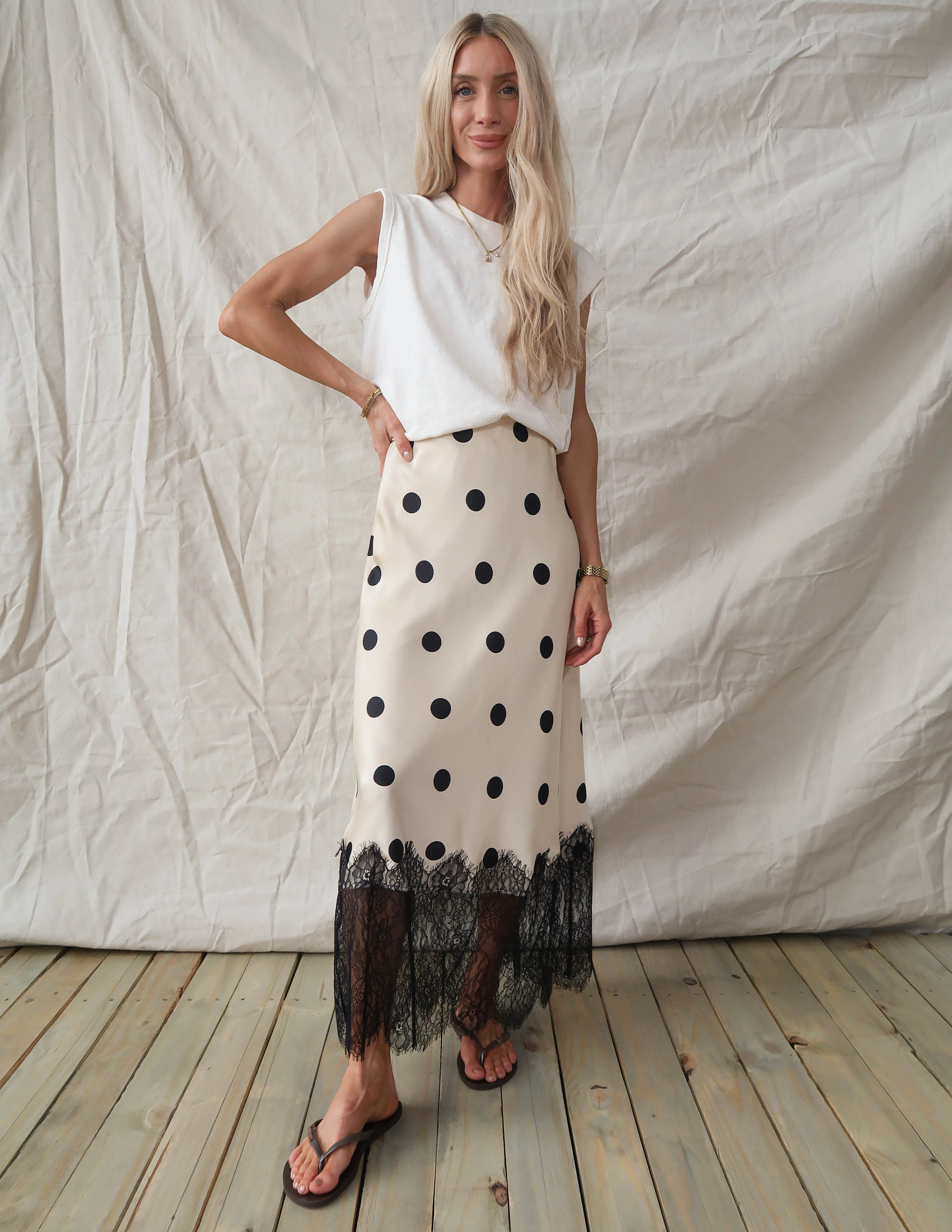 Parisian Dot Lace Midi Skirt