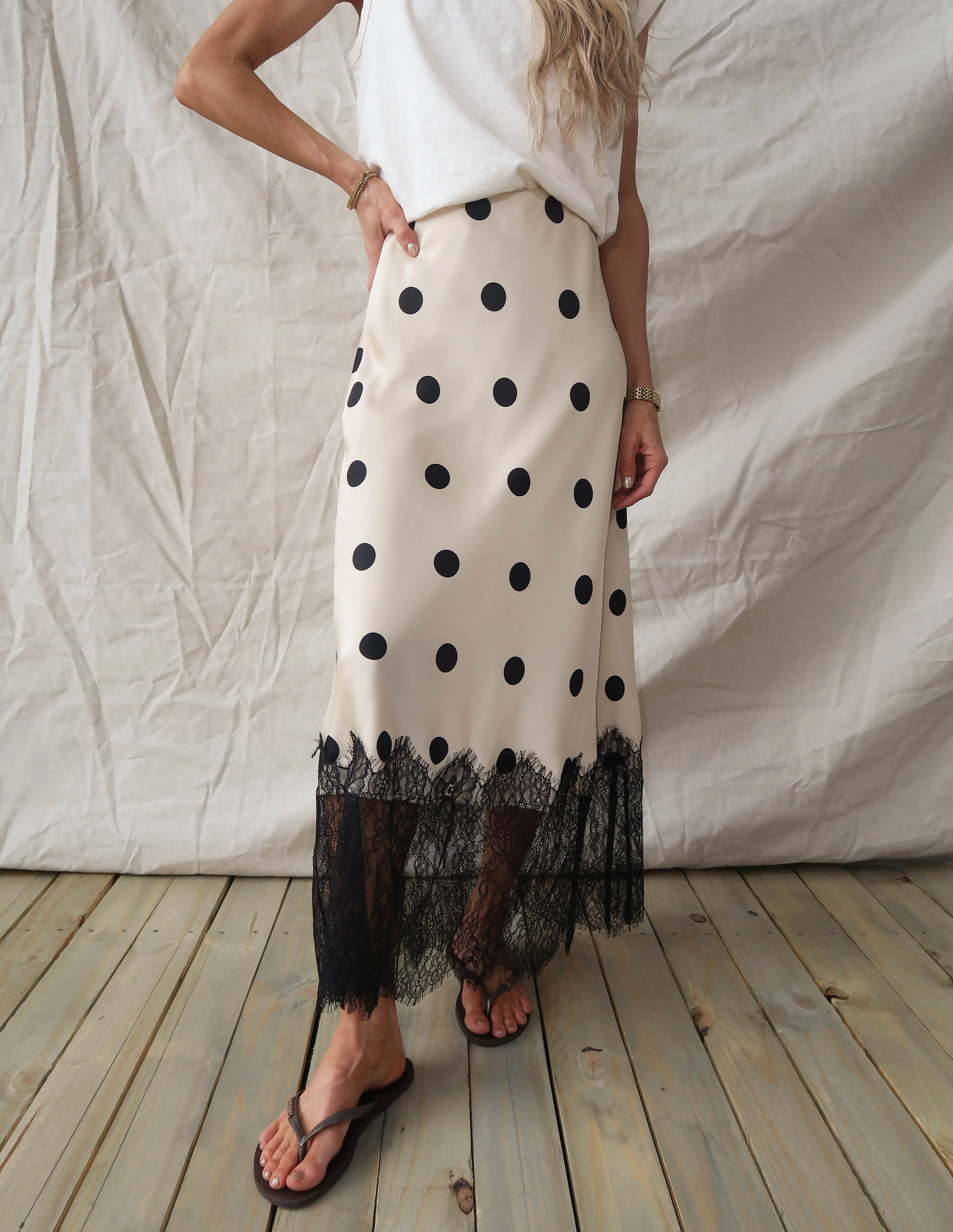 Parisian Dot Lace Midi Skirt - Image 2