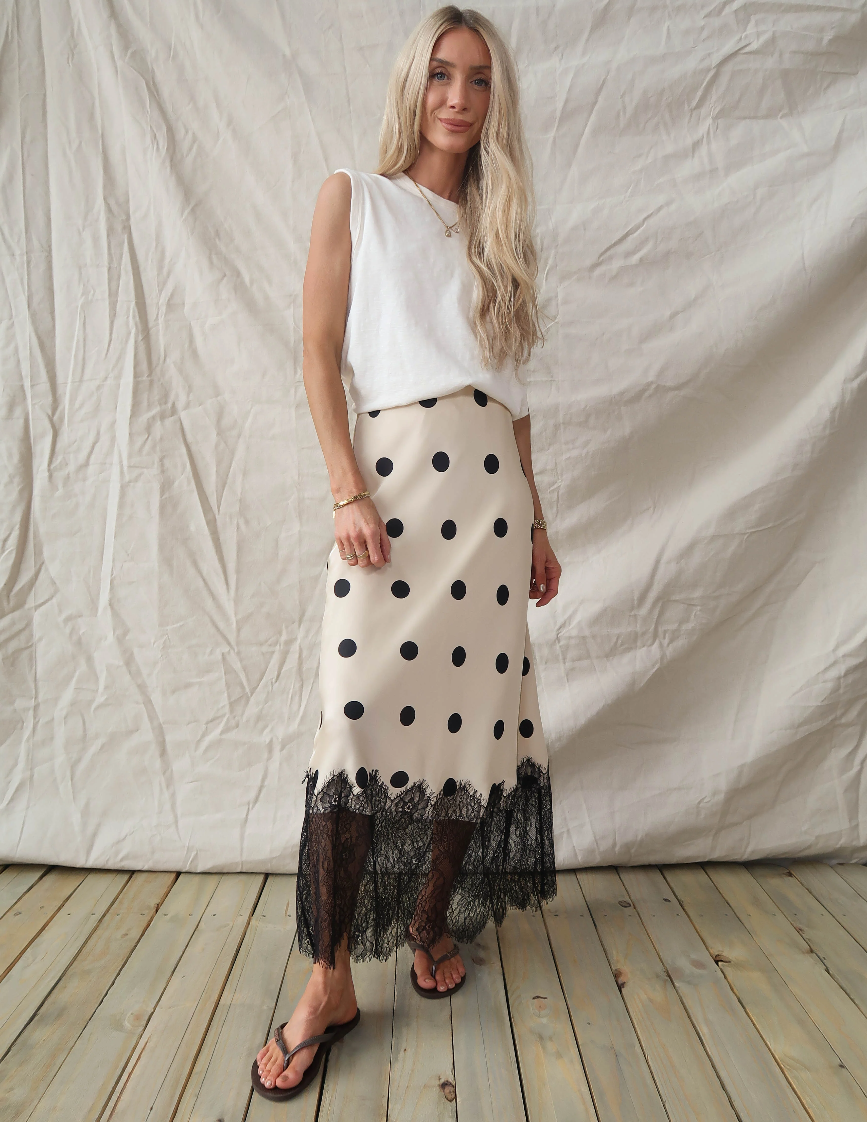 Parisian Dot Lace Midi Skirt - Image 3