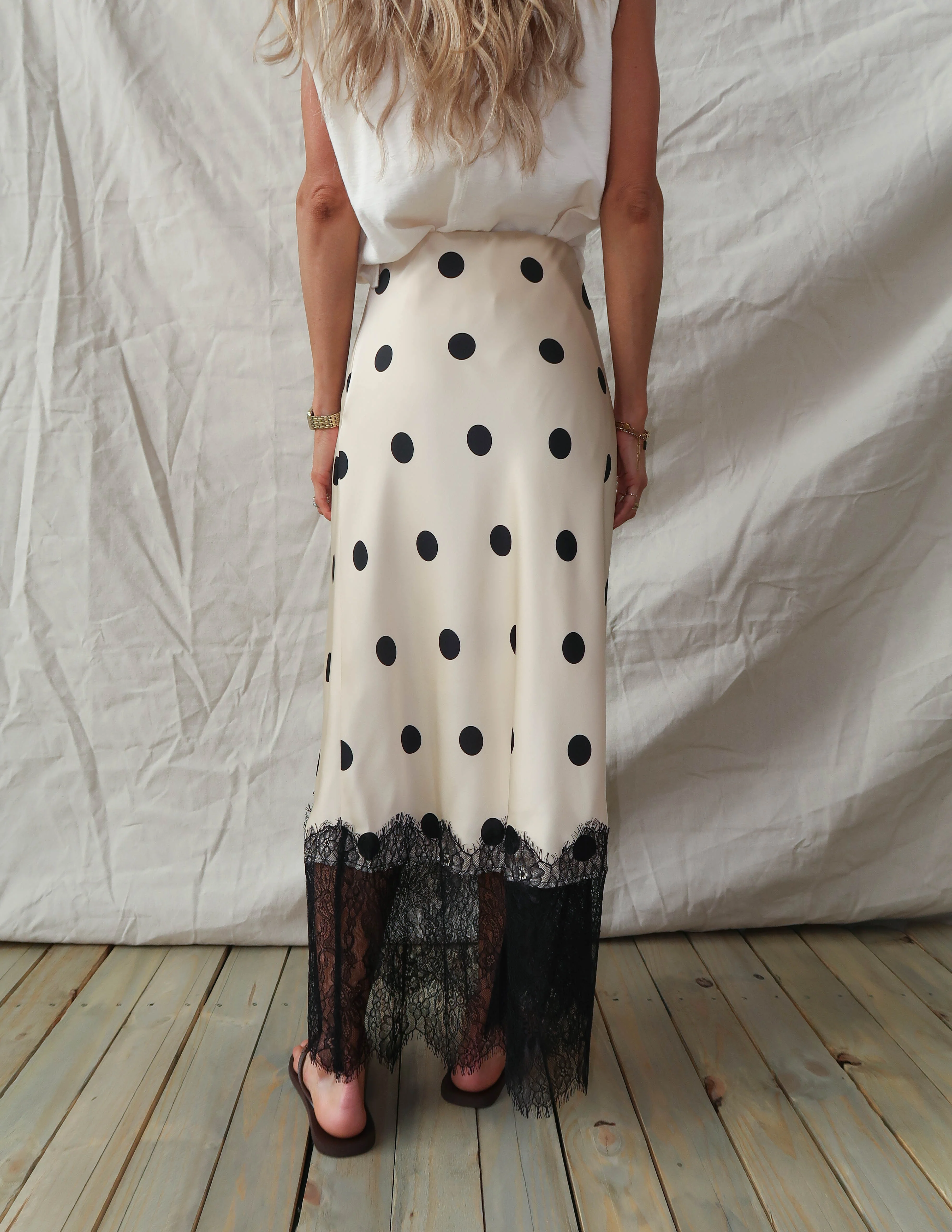 Parisian Dot Lace Midi Skirt - Image 4