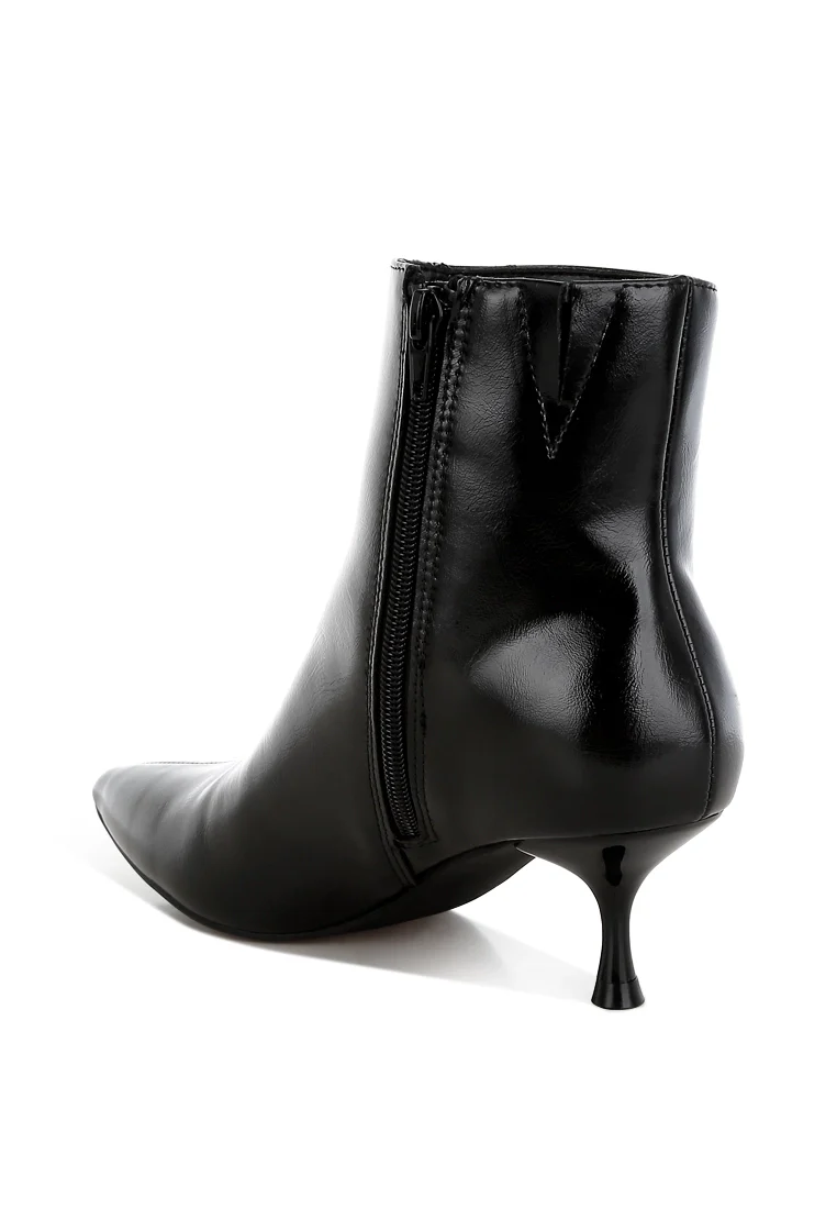Thymus Faux Leather Kitten Heel Boots - Image 4