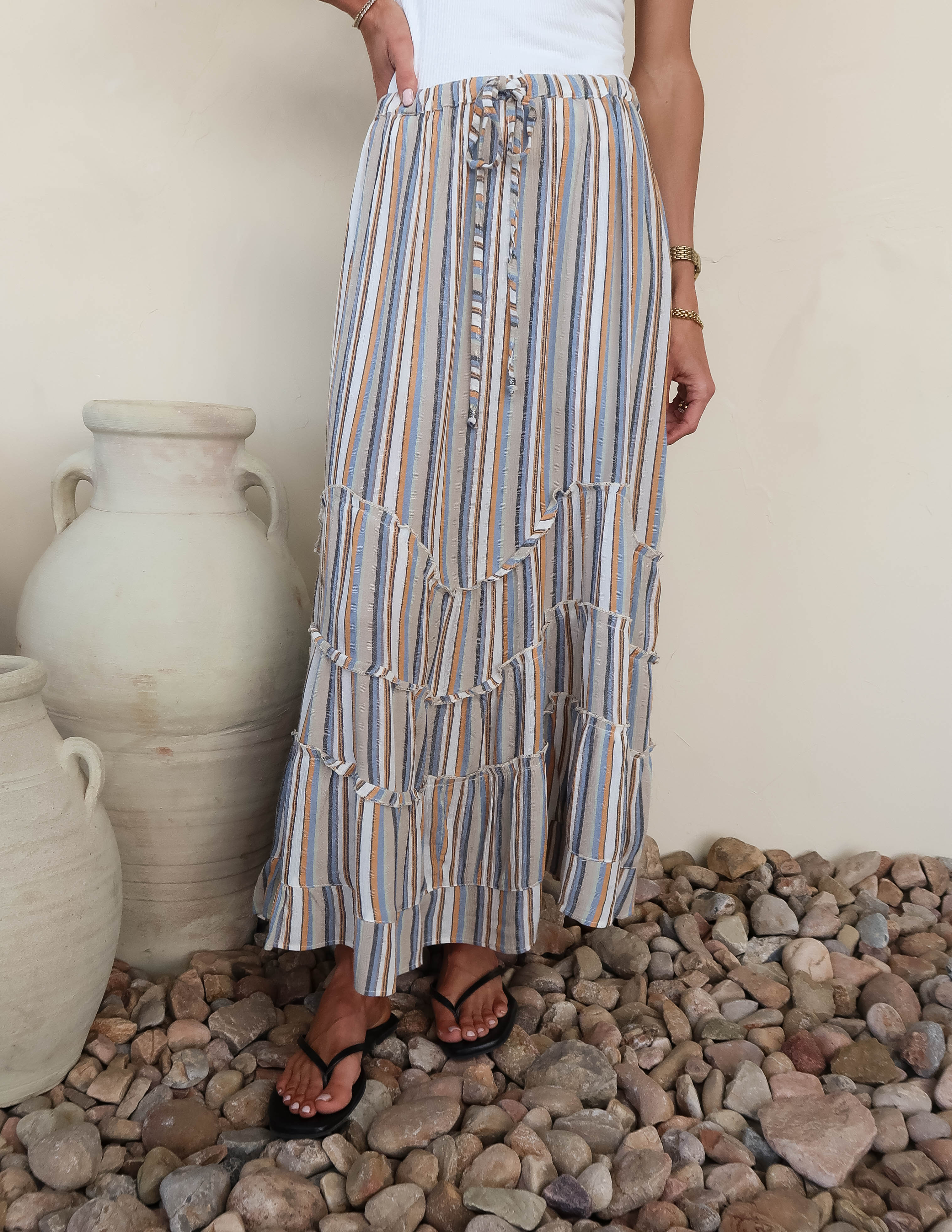 Wavy Tiers Striped Skirt - Image 2
