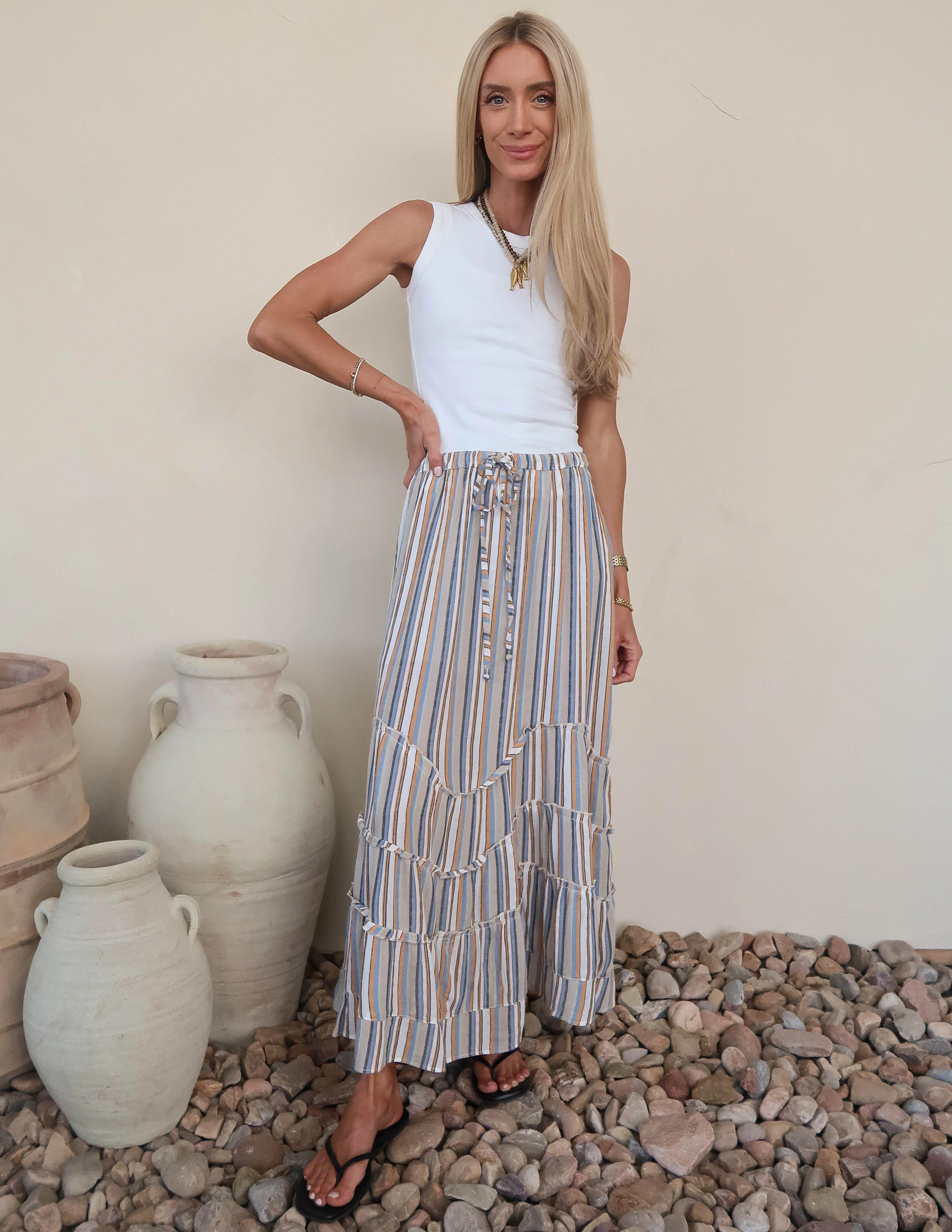 Wavy Tiers Striped Skirt - Image 3