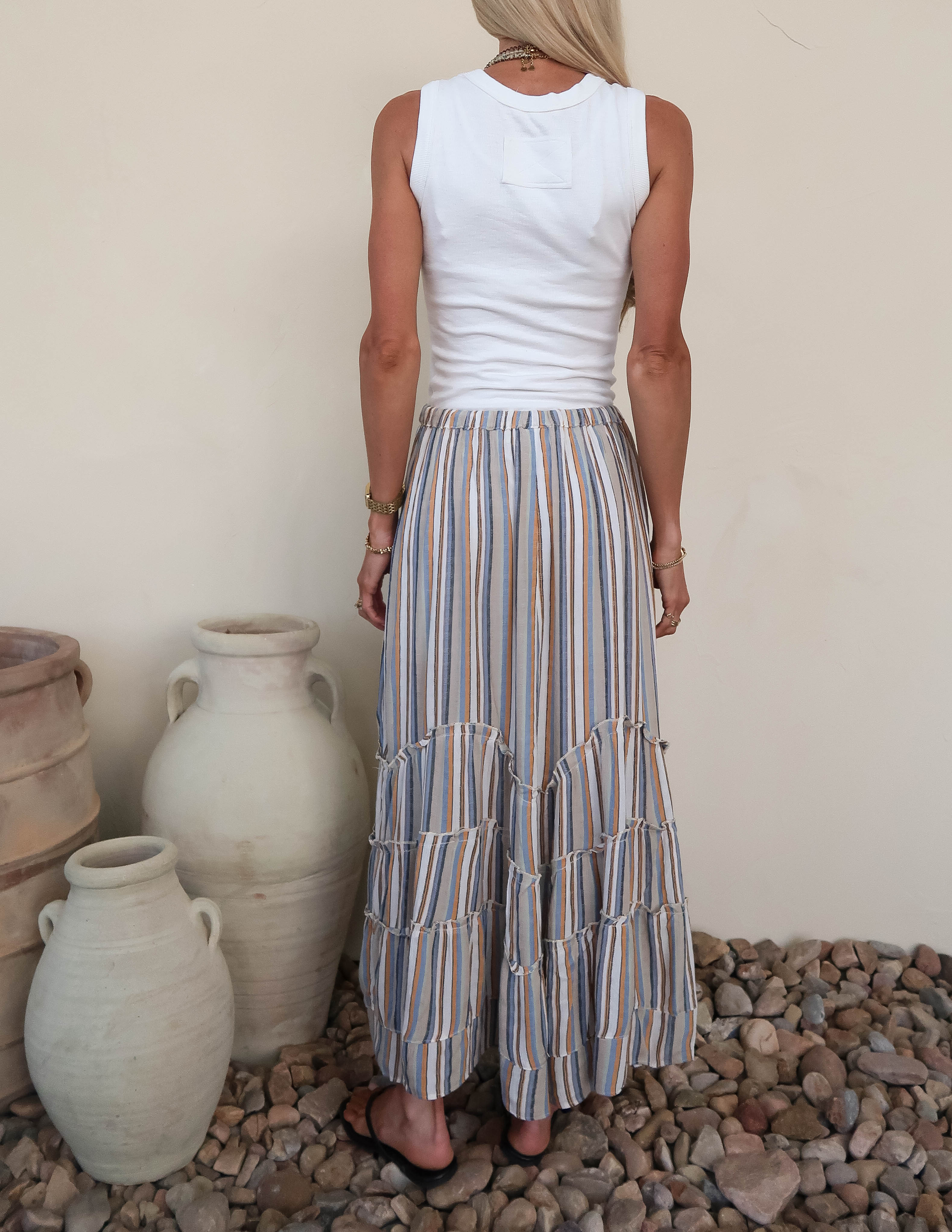 Wavy Tiers Striped Skirt - Image 4