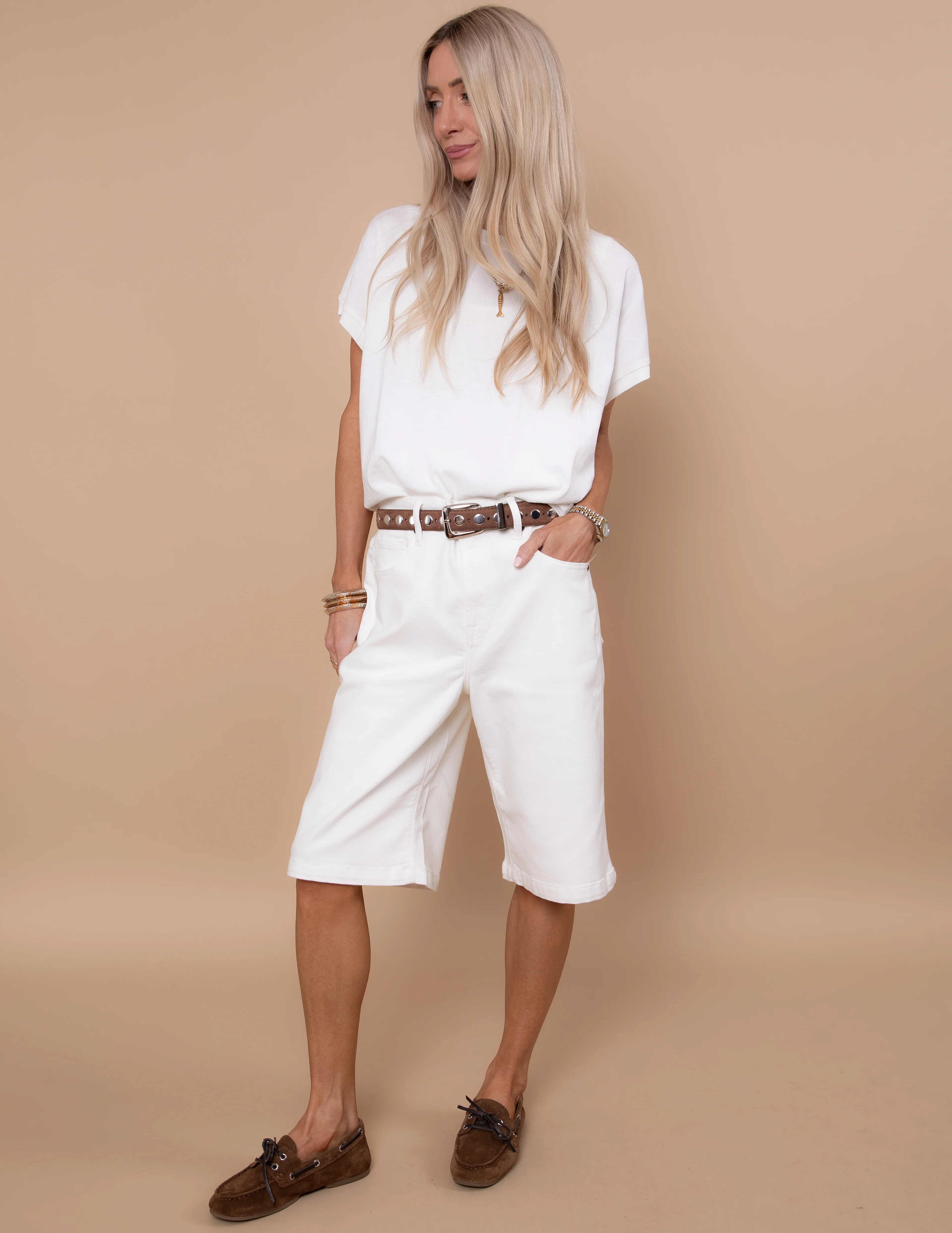 Weekend White Denim Shorts - Image 3