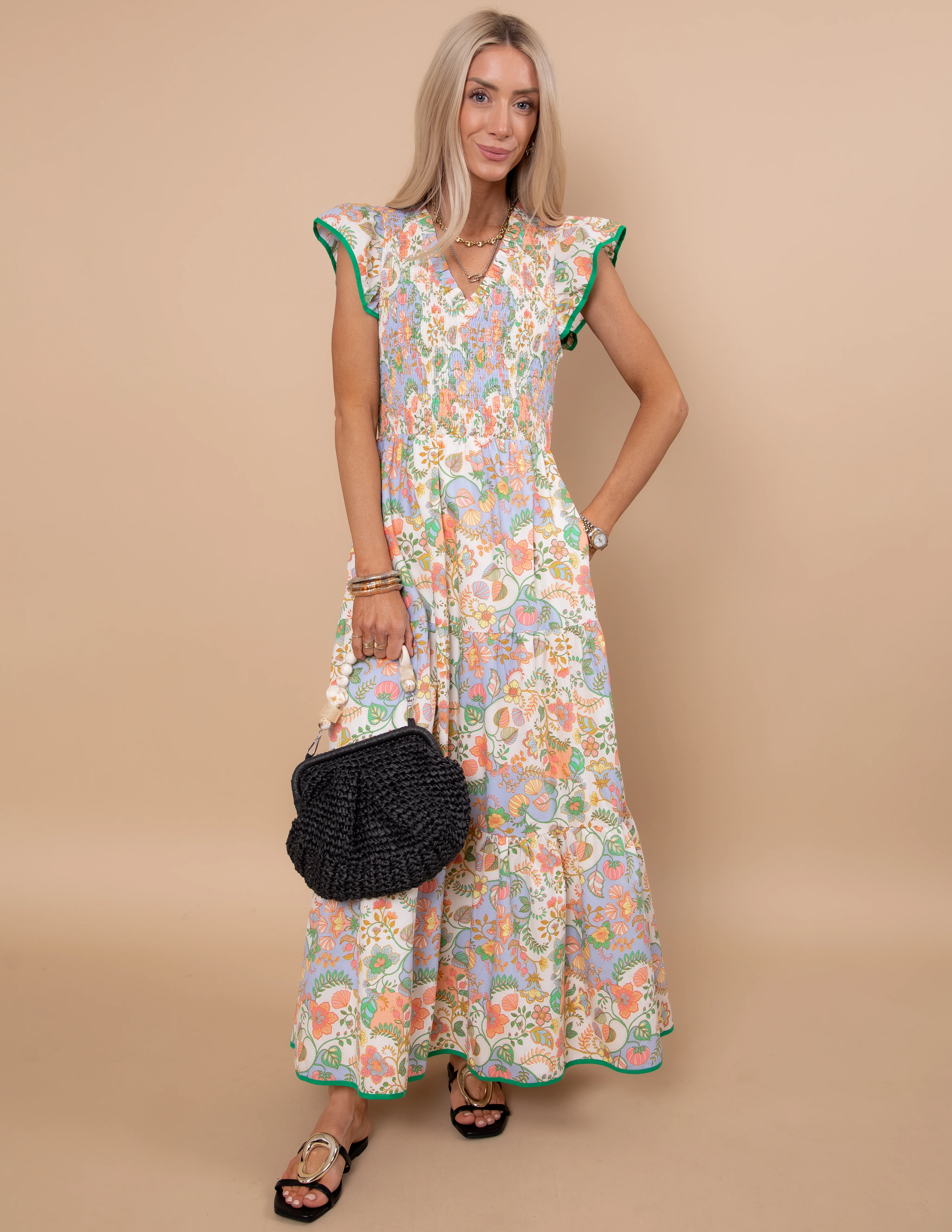 Zamara Floral Tiered Midi Dress - Image 4