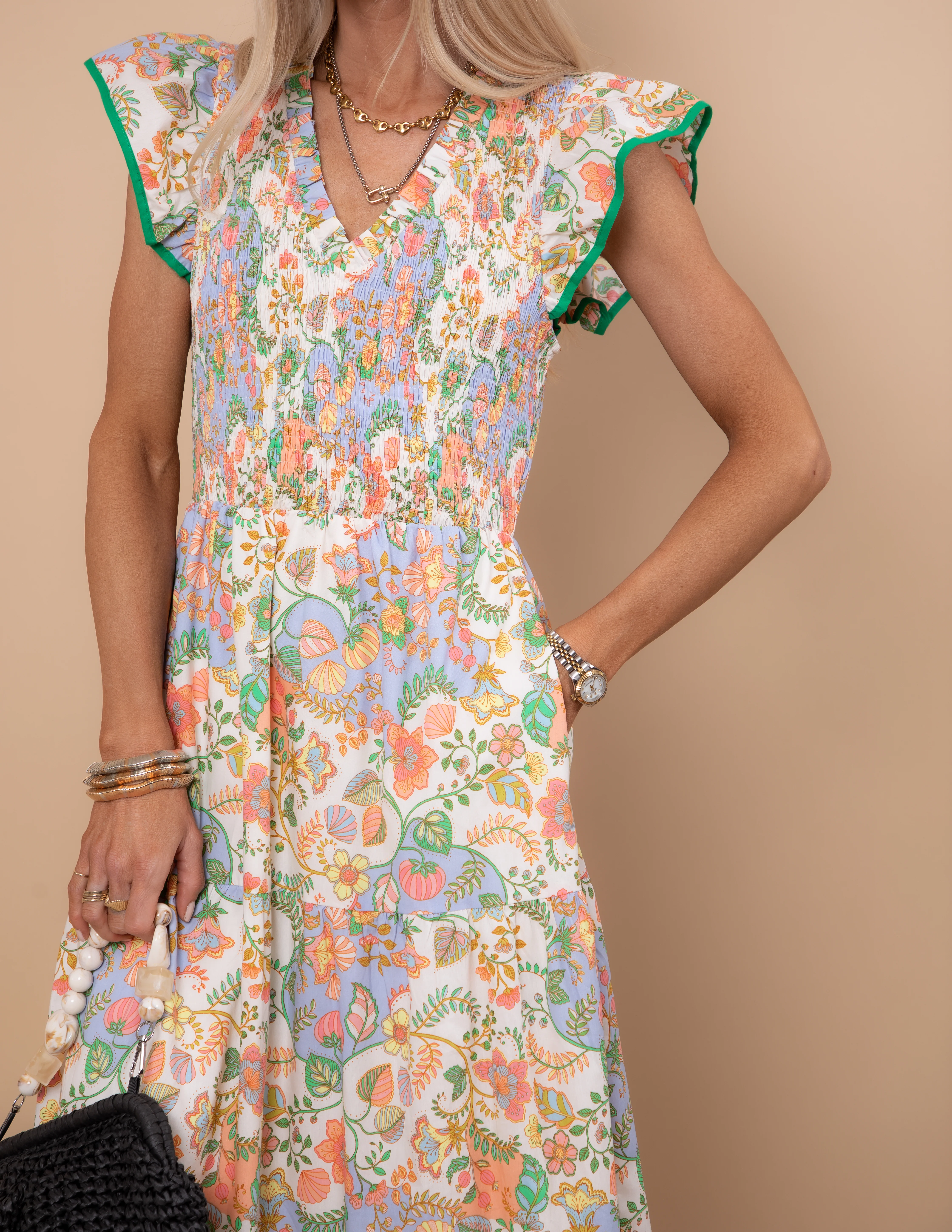 Zamara Floral Tiered Midi Dress - Image 5